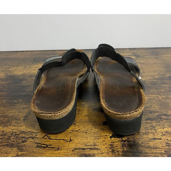 Naot Ashley Sandal Womens Sz 8 - 8.5 Black Leather Rhinestones‎ Open Toe - Picture 5 of 9